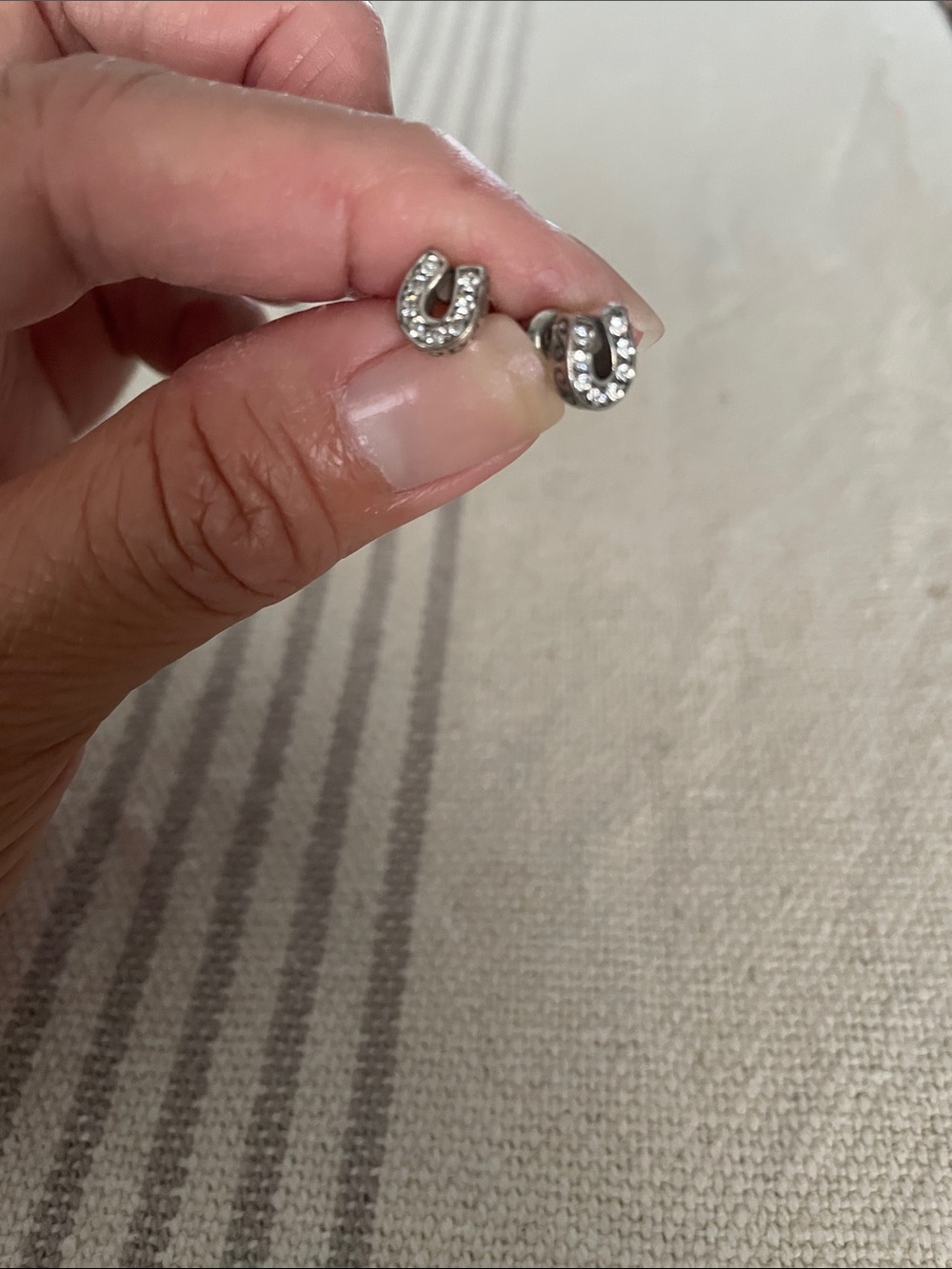 Brighton Silver Horseshoe Crystal Stud Earrings